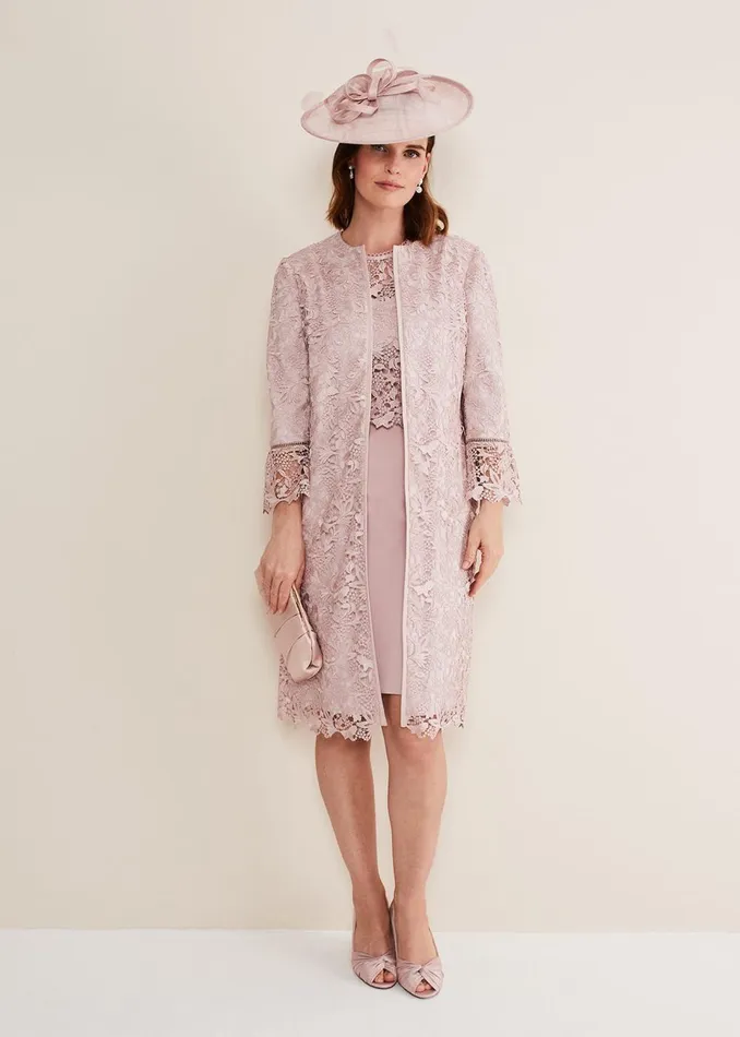 Women Phase Eight Jackets Isabella Lace Coat Antique Rose