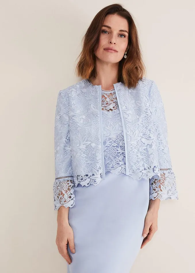 Women Phase Eight Jackets Isabella Lace Jacket Light Cornflower