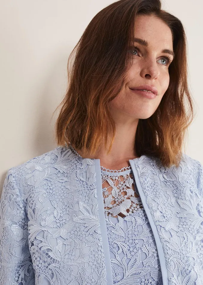 Women Phase Eight Jackets Isabella Lace Jacket Light Cornflower