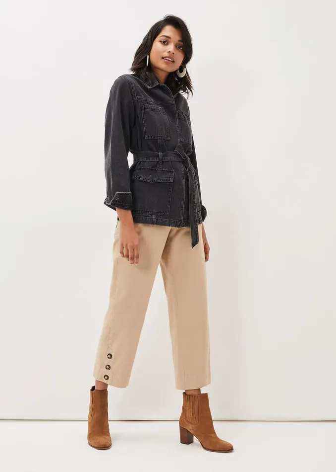 Women Phase Eight Jackets Jannah Denim Belted Shacket Washed Black