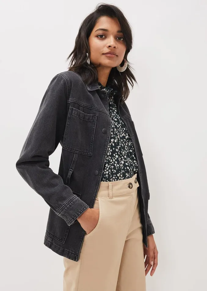 Women Phase Eight Jackets Jannah Denim Belted Shacket Washed Black