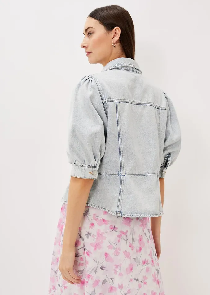 Women Phase Eight Jackets Karys Fashion Puff Sleeve Jacket Denim