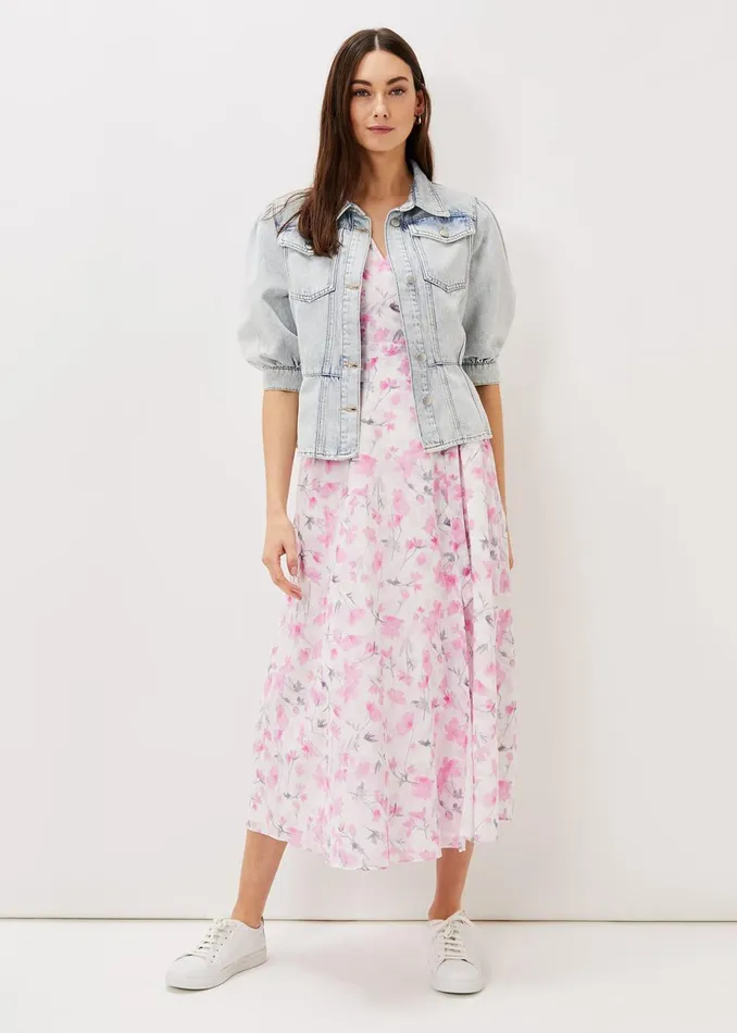Women Phase Eight Jackets Karys Fashion Puff Sleeve Jacket Denim