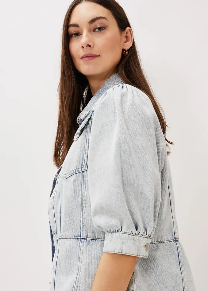 Women Phase Eight Jackets Karys Fashion Puff Sleeve Jacket Denim