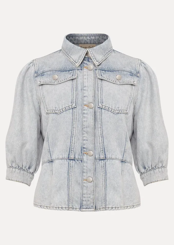 Women Phase Eight Jackets Karys Fashion Puff Sleeve Jacket Denim