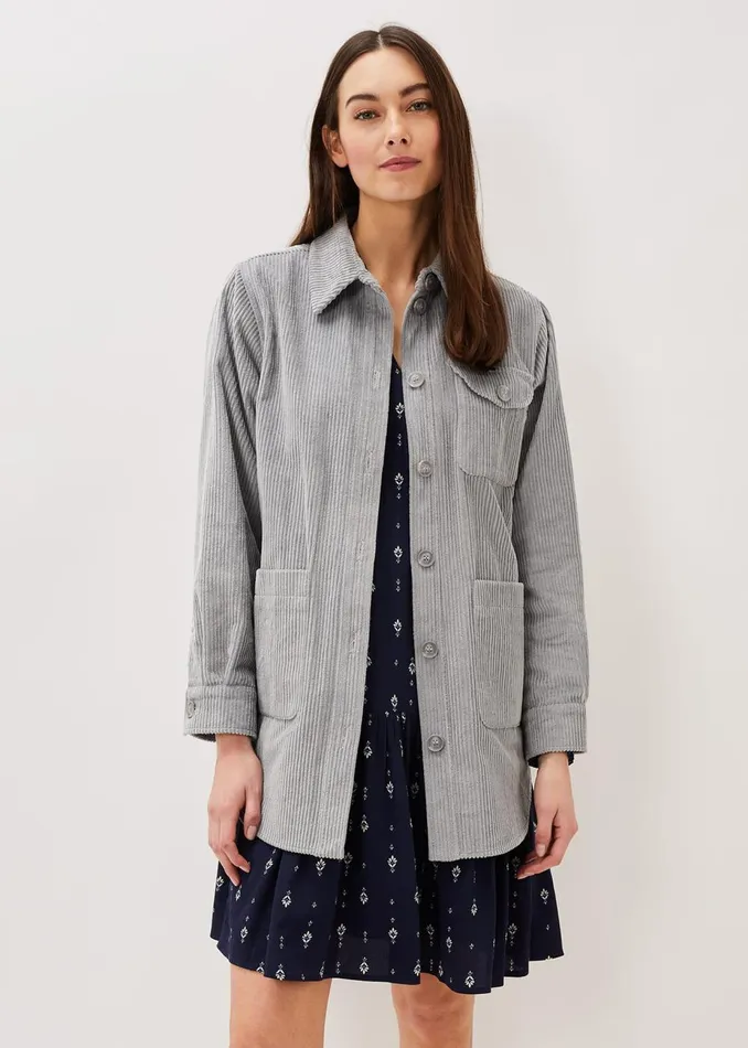 Women Phase Eight Jackets Katrina Corduroy Shacket Greysilver