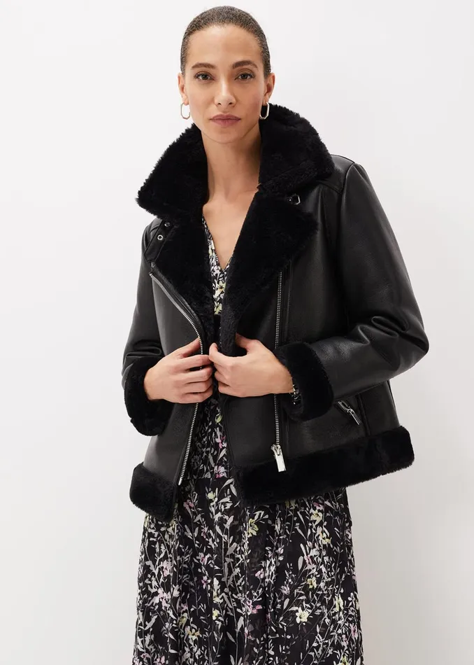 Women Phase Eight Jackets Kya Aviator Jacket Black