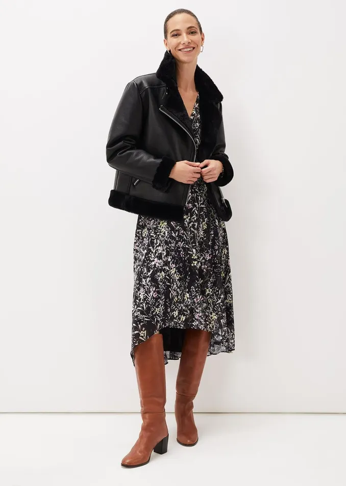 Women Phase Eight Jackets Kya Aviator Jacket Black