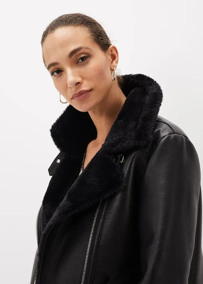 Women Phase Eight Jackets Kya Aviator Jacket Black