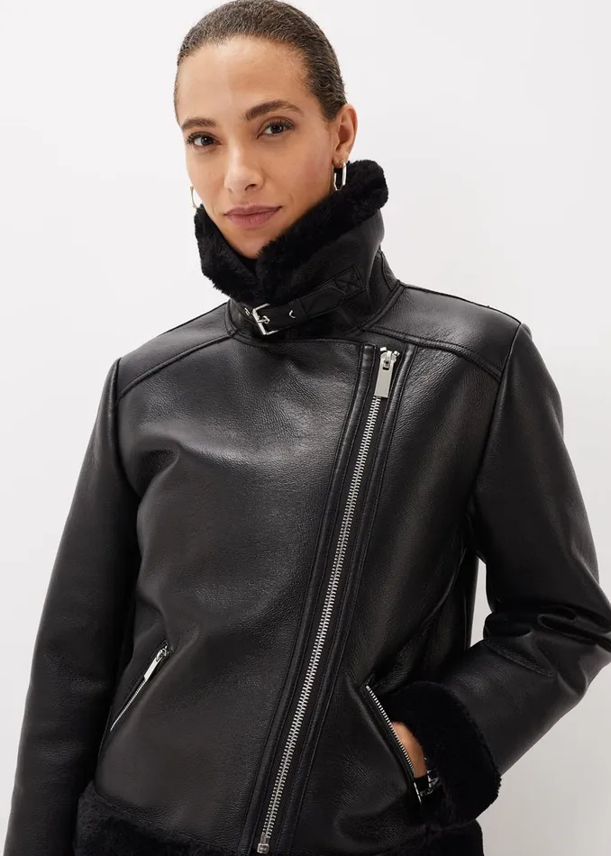 Women Phase Eight Jackets Kya Aviator Jacket Black