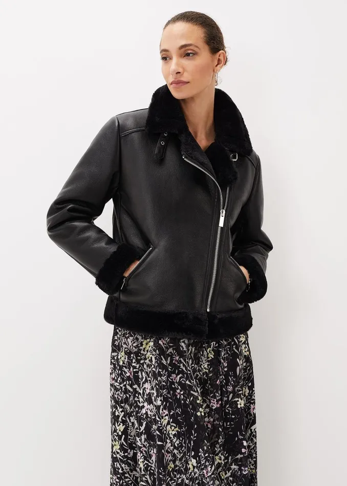 Women Phase Eight Jackets Kya Aviator Jacket Black