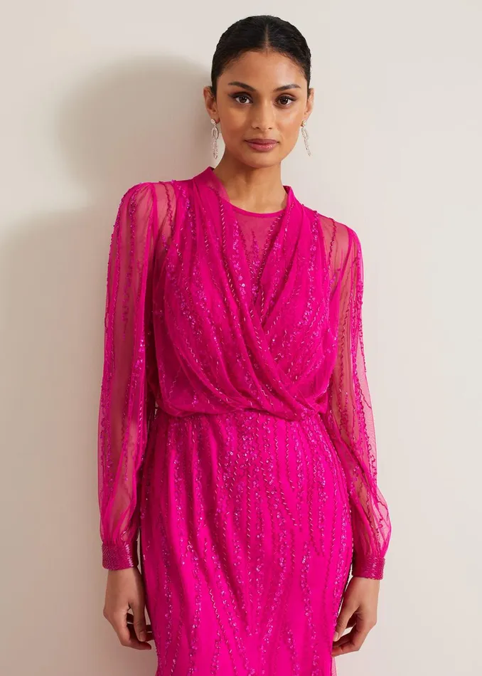 Women Phase Eight Jackets Lila Beaded Cover Up Fuchsia