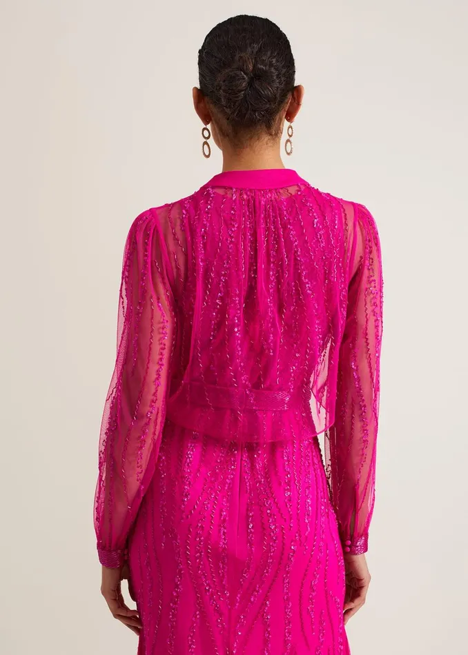 Women Phase Eight Jackets Lila Beaded Cover Up Fuchsia