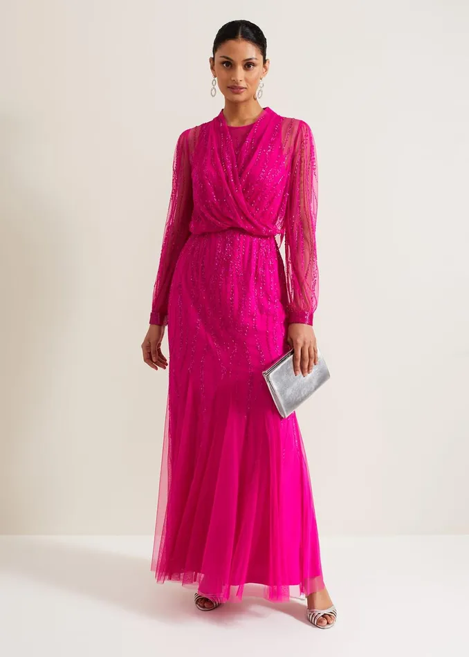 Women Phase Eight Jackets Lila Beaded Cover Up Fuchsia