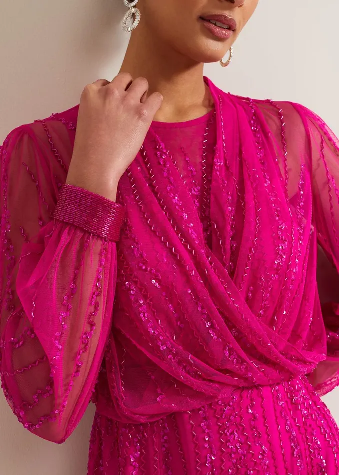 Women Phase Eight Jackets Lila Beaded Cover Up Fuchsia