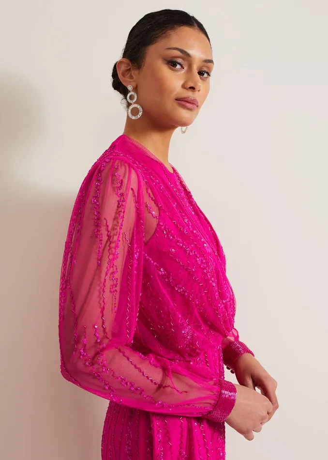 Women Phase Eight Jackets Lila Beaded Cover Up Fuchsia