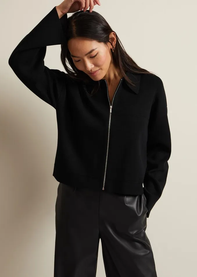 Women Phase Eight Jackets Maisie Zip Jacket Black