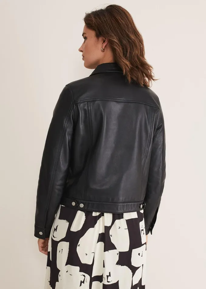 Women Phase Eight Jackets Myrtle Leather Jacket Black