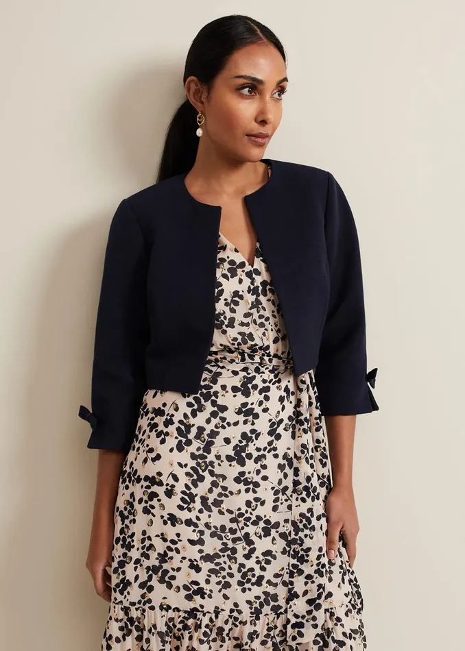 Women Phase Eight Jackets Petite Zoelle Bow Jacket Navy