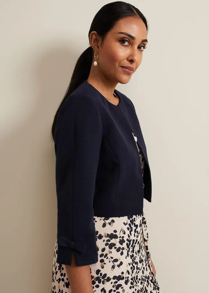 Women Phase Eight Jackets Petite Zoelle Bow Jacket Navy