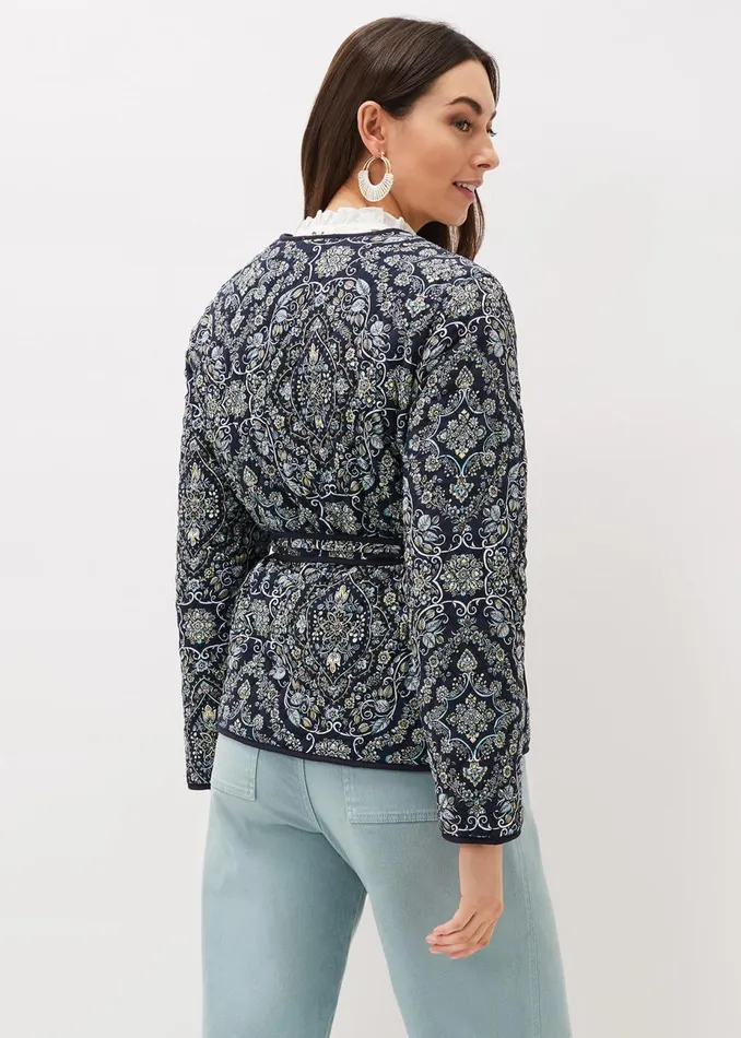 Women Phase Eight Jackets Polly Paisley Reversible Quilted Jacket Navymulti