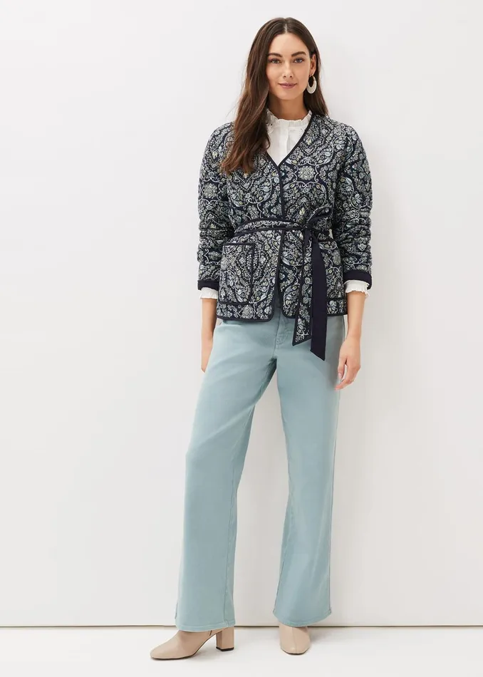 Women Phase Eight Jackets Polly Paisley Reversible Quilted Jacket Navymulti