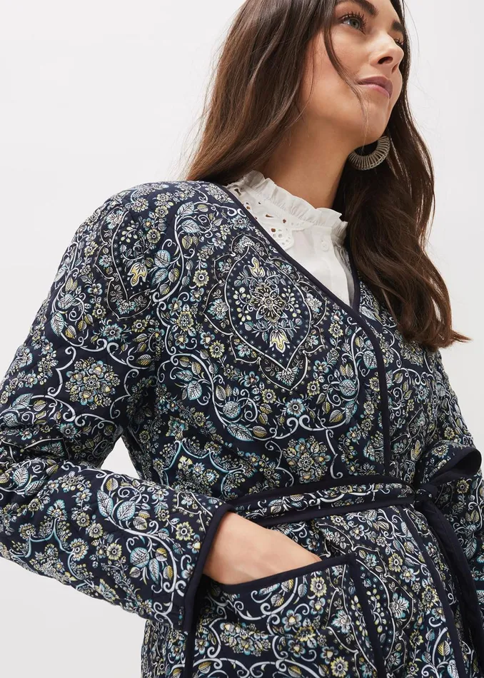 Women Phase Eight Jackets Polly Paisley Reversible Quilted Jacket Navymulti
