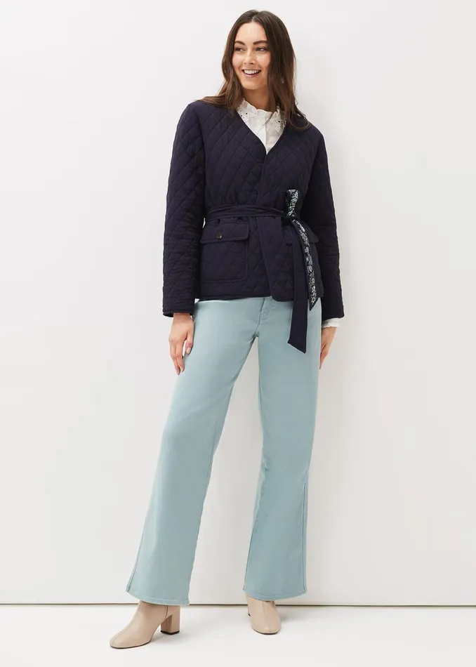 Women Phase Eight Jackets Polly Paisley Reversible Quilted Jacket Navymulti