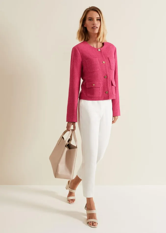 Women Phase Eight Jackets Ripley Pink Boucle Jacket Pink