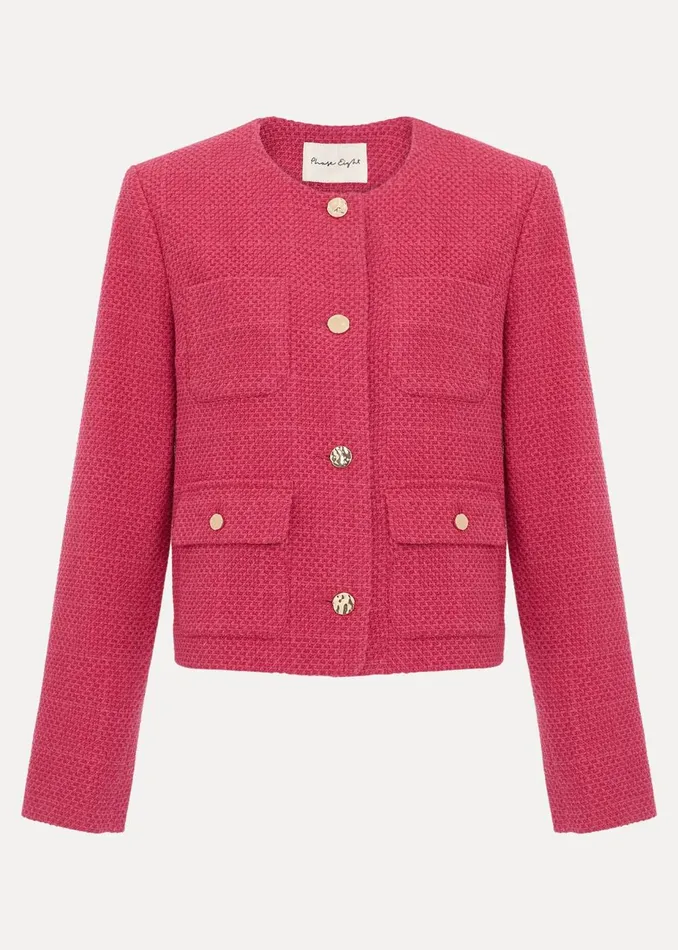 Women Phase Eight Jackets Ripley Pink Boucle Jacket Pink