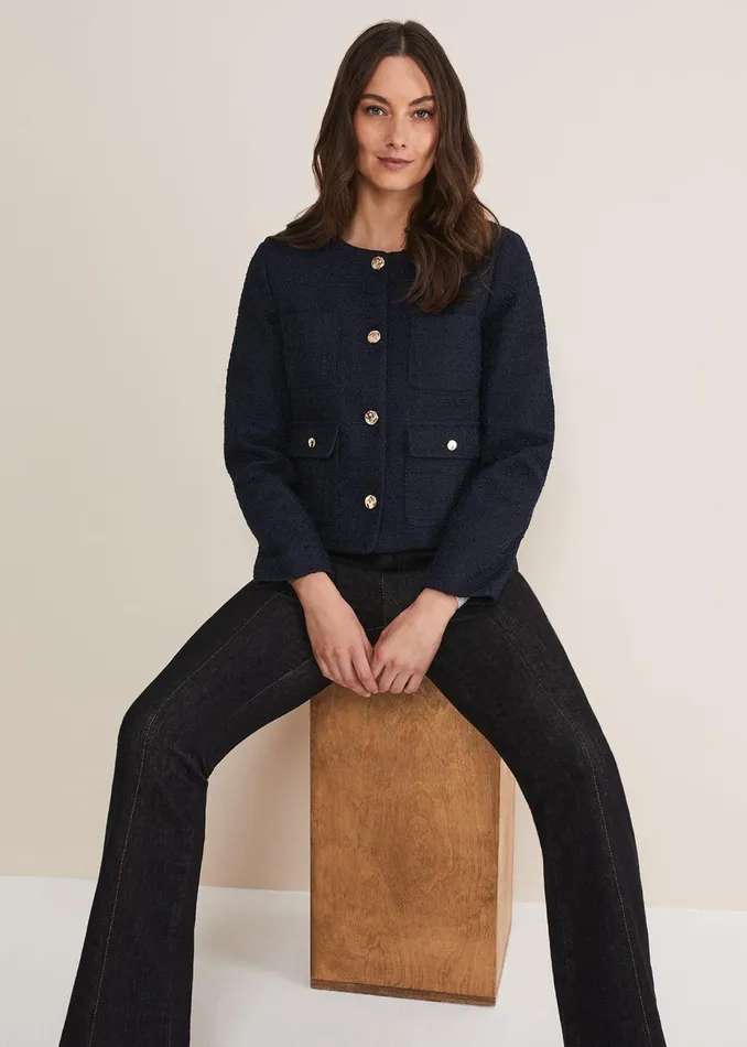 Women Phase Eight Jackets Ripley Tweed Jacket Navy