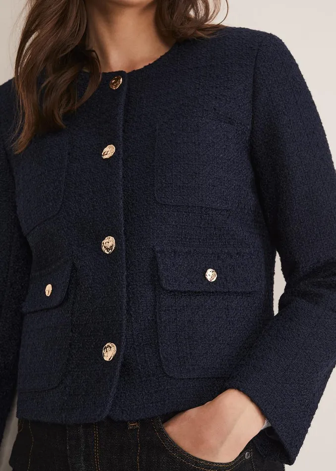Women Phase Eight Jackets Ripley Tweed Jacket Navy