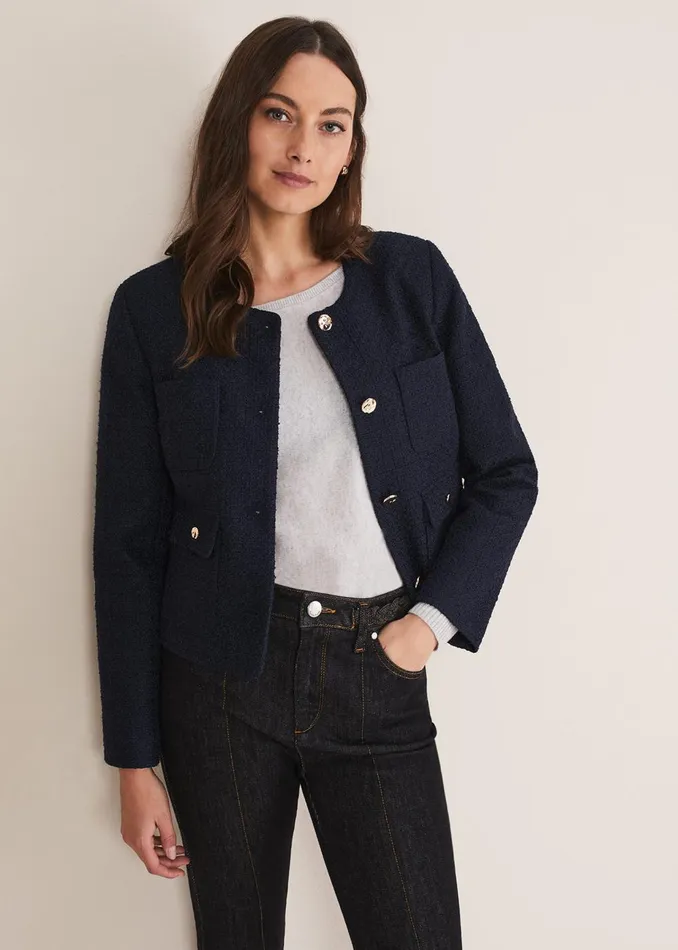 Women Phase Eight Jackets Ripley Tweed Jacket Navy