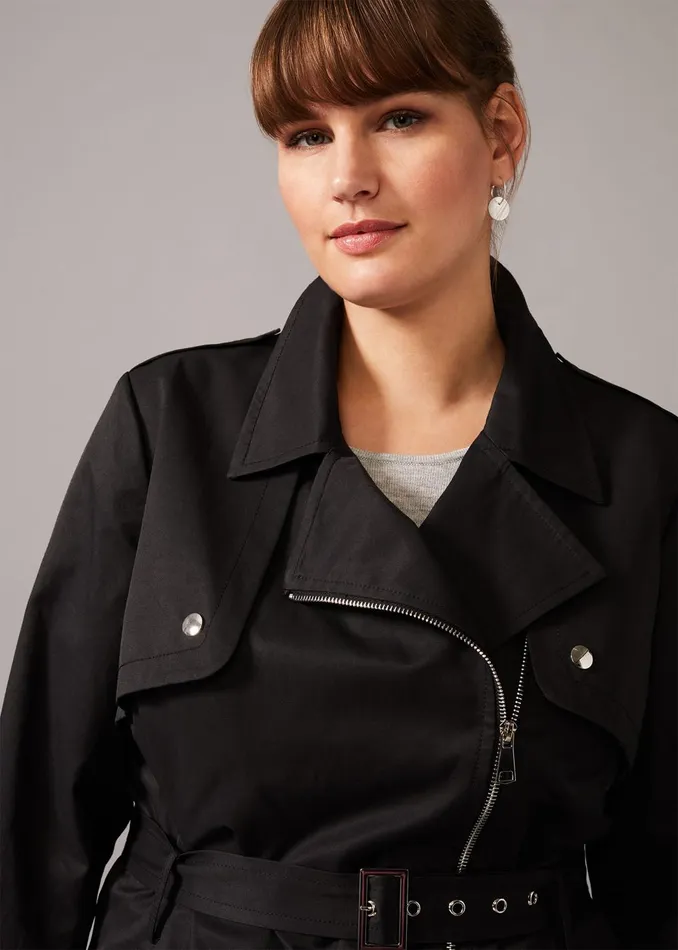 Women Phase Eight Jackets Rose Soft Biker Coat Black