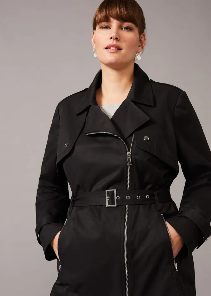 Women Phase Eight Jackets Rose Soft Biker Coat Black