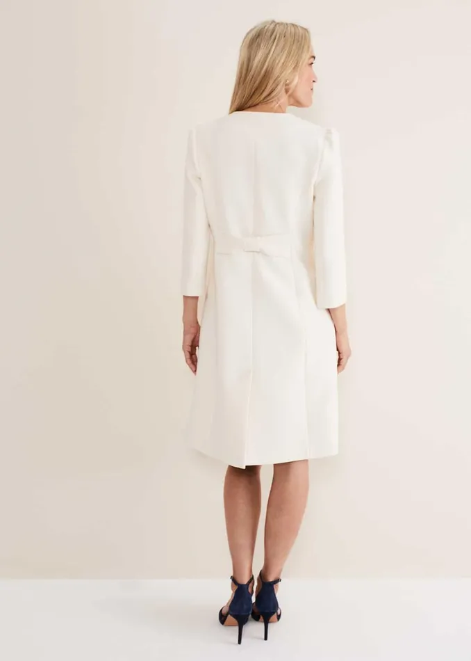 Women Phase Eight Jackets Venita Bow Long Jacket Neutral