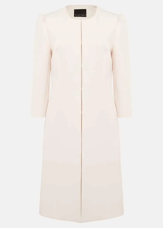 Women Phase Eight Jackets Venita Bow Long Jacket Neutral