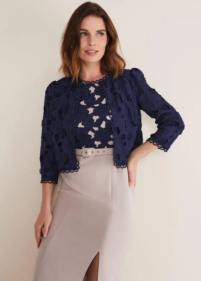 Women Phase Eight Jackets Zita Lace Jacket Navy