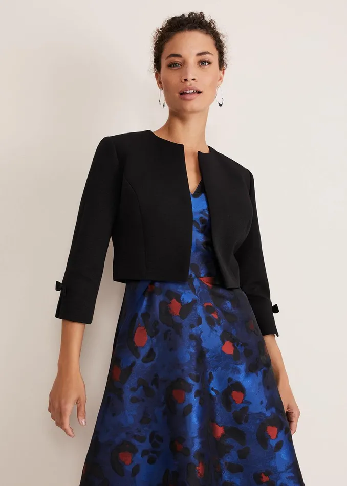 Women Phase Eight Jackets Zoelle Bow Detail Jacket Black