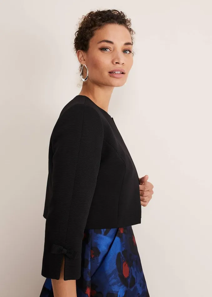 Women Phase Eight Jackets Zoelle Bow Detail Jacket Black