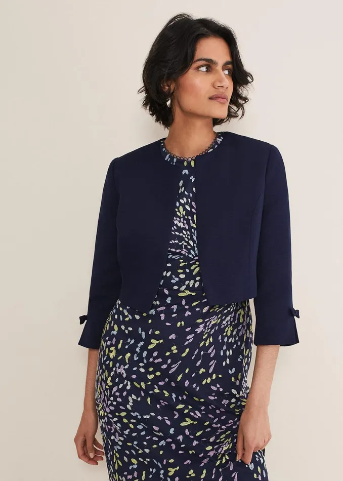 Women Phase Eight Jackets Zoelle Bow Detail Jacket French Navy