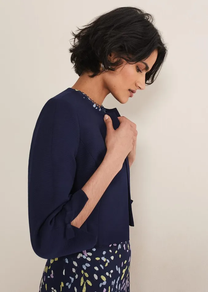 Women Phase Eight Jackets Zoelle Bow Detail Jacket French Navy