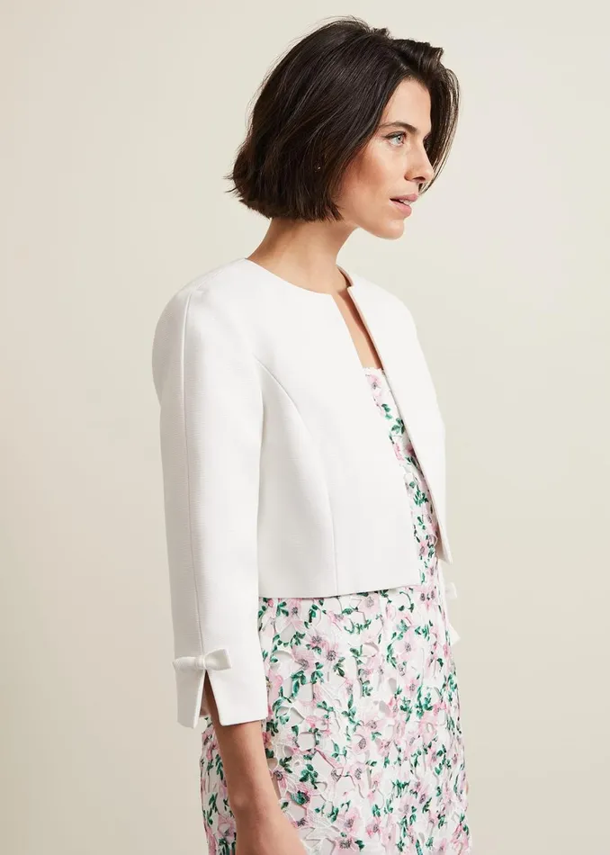 Women Phase Eight Jackets Zoelle Bow Jacket Ivory