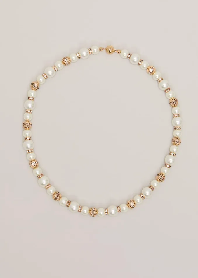 Women Phase Eight Jewellery Bead And Pearl Necklace Ivory