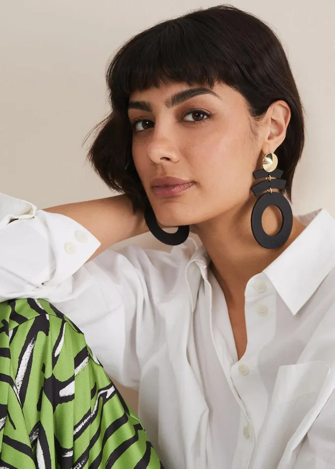 Women Phase Eight Jewellery Black Abstract Drop Earrings Black