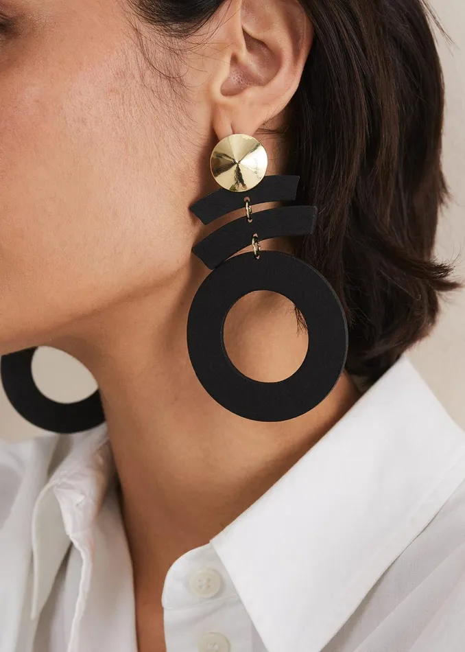 Women Phase Eight Jewellery Black Abstract Drop Earrings Black