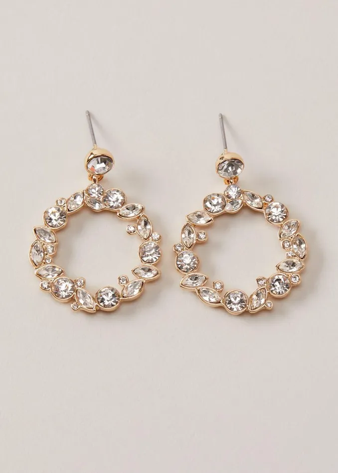 Women Phase Eight Jewellery Circle Stone Drop Earrings Gold