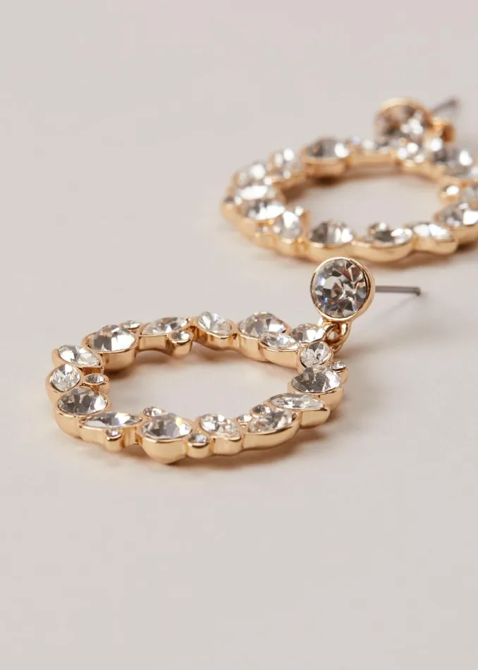 Women Phase Eight Jewellery Circle Stone Drop Earrings Gold