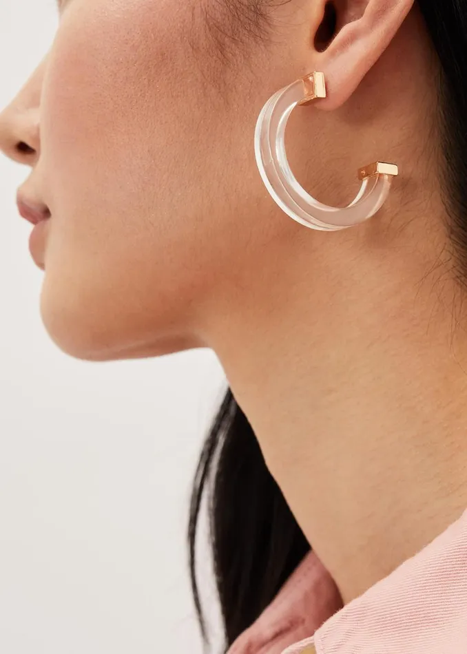 Women Phase Eight Jewellery Clear Hoop Earring Clear