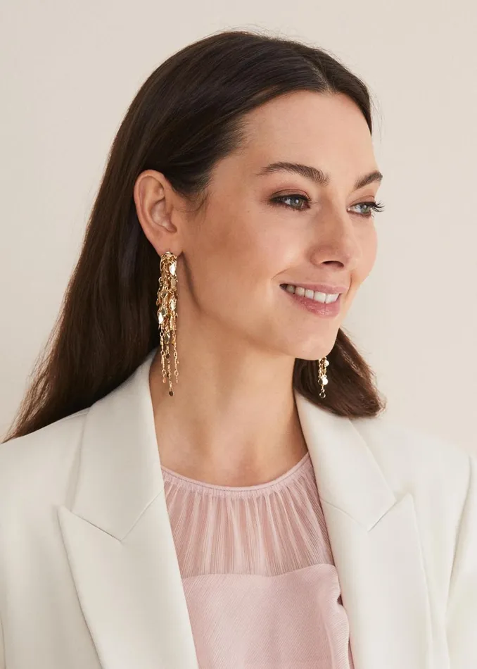 Women Phase Eight Jewellery Cluster Leaf Drop Earring Gold